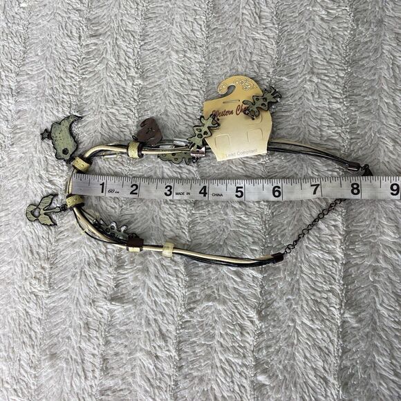 New Western Charm Metal Necklace Earring Set Cowgirl Country Guitar Boot - Picture 9 of 9